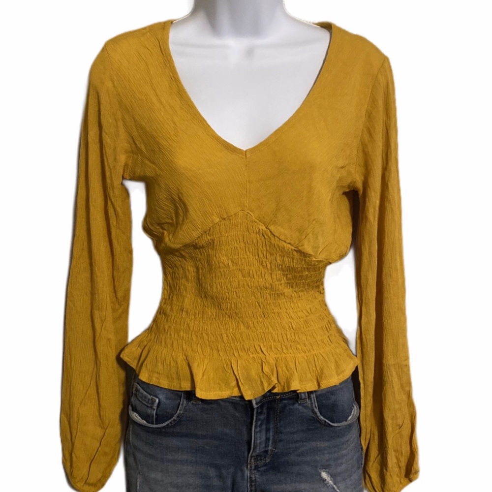 Polly & Esther Smocked Long Sleeve Blouse